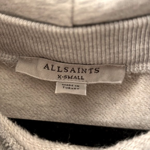 All Saints Logo Hoodie Sweatshirt Size XS in Gray Marl - Picture 3 of 6